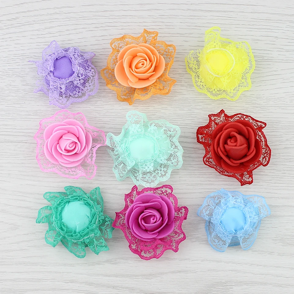 50Pcs Artificial Foam Lace Rose Peony Flower Heads Bulk Craft for Wedding Christmas Party Decor