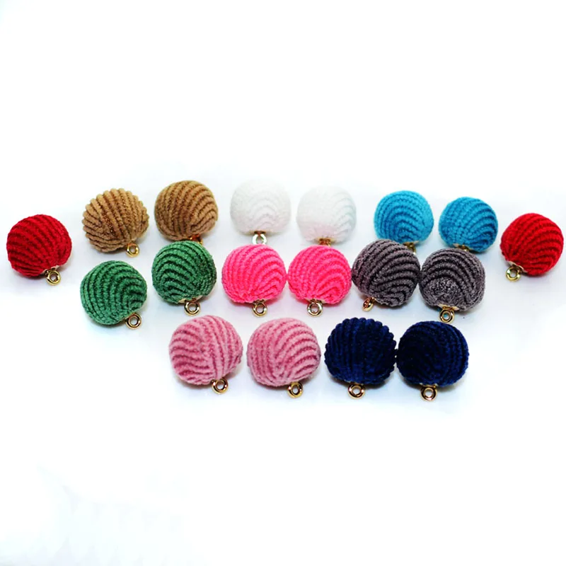 

20pcs 15mm New Style Corduroy Fabric Coverd Ball Round pendant FlatBacks Buttons Cloth Decoration Diy jewelry/garment accessory