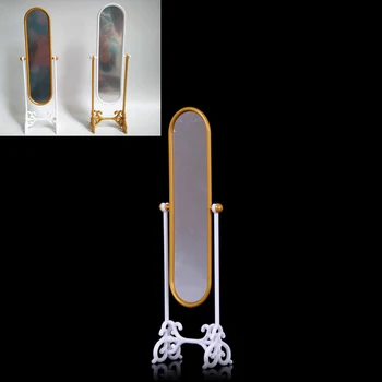 

Dolls House Accessories Dollhouse Miniature Metal Dress for Barbieing Table Mirror Gold Tone
