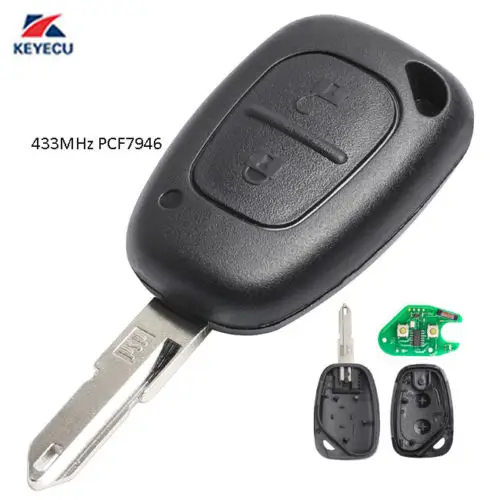 KEYECU дистанционный брелок 2 кнопки 433 МГц PCF7946 для Renault Vivaro Master Kango 2004 2008|Ключ от авто|