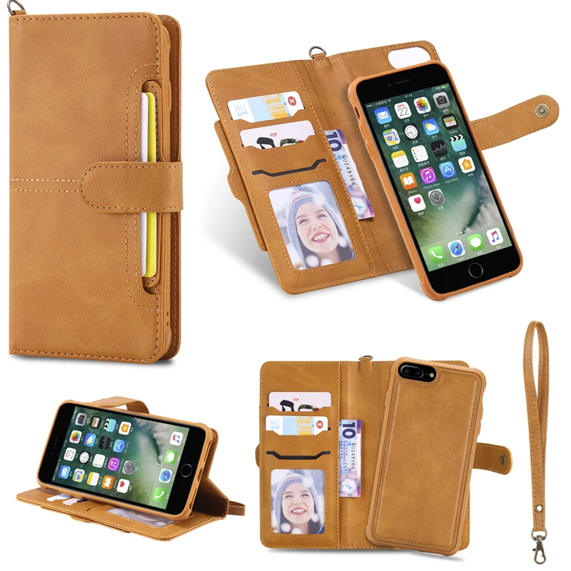 

Luxury Splice 2 in 1 Vintage Leather Flip Wallet Phone Soft Silicone Case Cover Shell Coque for Apple iPhone 6 6S 7 8 Plus X XS