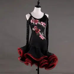 Новый Стиль Черным Принтом бальное платье, для вальса платье Румба Стандартный социальных платье бальные Танцы конкурс платье для