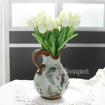 

10pcs/set Real Touch Tulip Artificial Flowers PU Mini Tulip For Home Wedding Decorative Flowers Party Decor