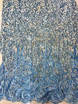 

5 yards high quality sequins embroidered African lace French mesh Nigerian lace fabric suitable for dresses ladies' clothing