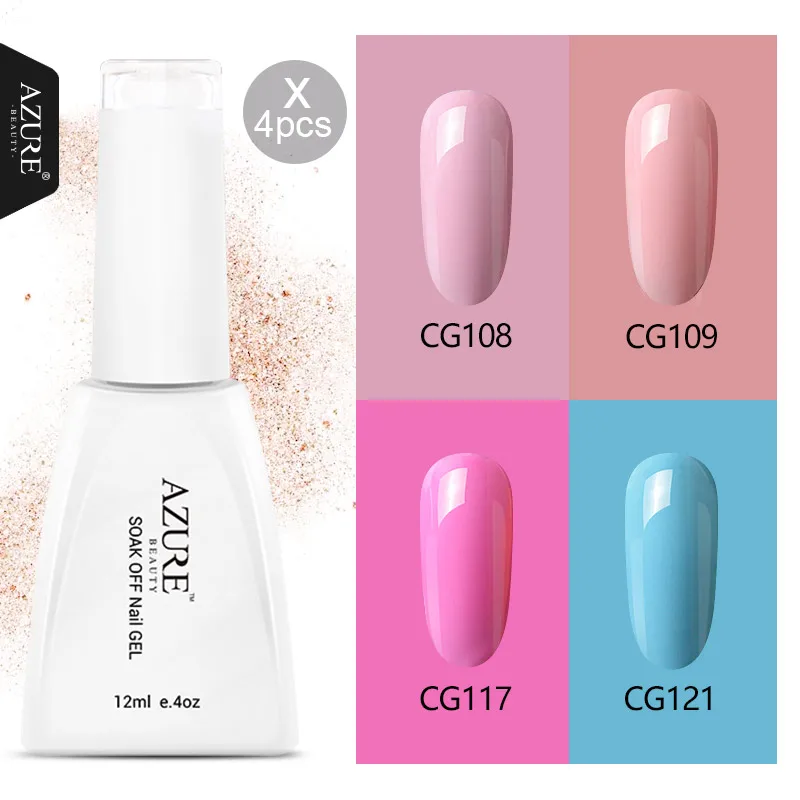 

Azure Beauty 4Pcs/Lot Nail Gel Lacquer Long Lasting Color Gel Varnish Semi Permanent Hybrid Nail Enamel Kits Soak Off Gel Polish
