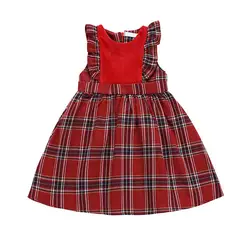 2019 платье для маленьких девочек, детские платья для девочек, красные клетчатые платья принцессы без рукавов, платье для новорожденных
