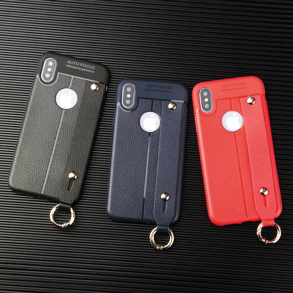 Litchi leather wrist strap for iphone 6 6s 6plus 7 8 7plus 8plus mobile phone case iPhone x xr xsmax back cover |