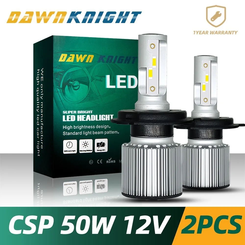 

DAWNKNIGHT 2PCS H4 Led Bulb CSP CHIP Turbo 9000LM 6000K 9004/HB1 9007/HB5 9008/H13 H7 D2S(R/C) F3 Mini Size Led Headlight Bulbs
