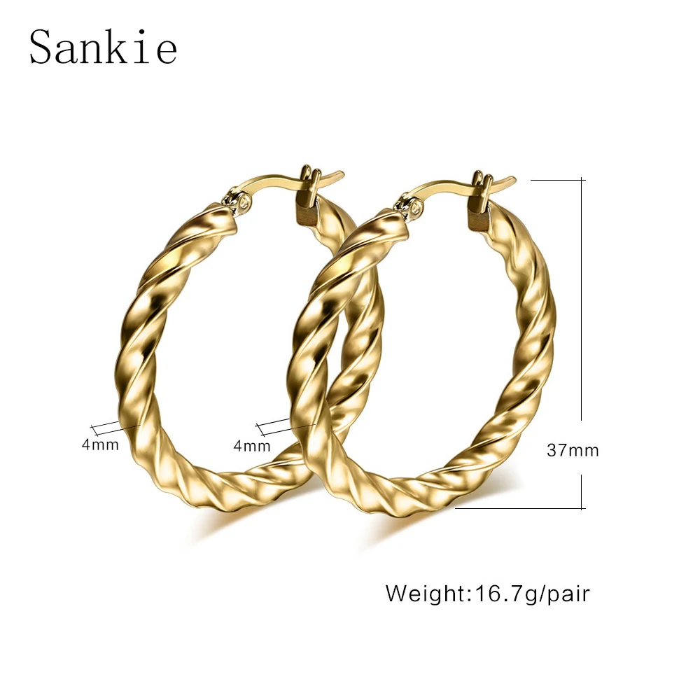 Sankie серьги кольца для женщин золотого цвета из нержавеющей стали большие круглые