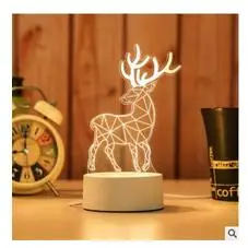 3D светодиодный Настольный светильник Медуза Сова ночной Светильник ABS+ Смола мульти-дизайн лампа для детей спальня подарок Любовь Медведь светильник - Цвет абажура: deer