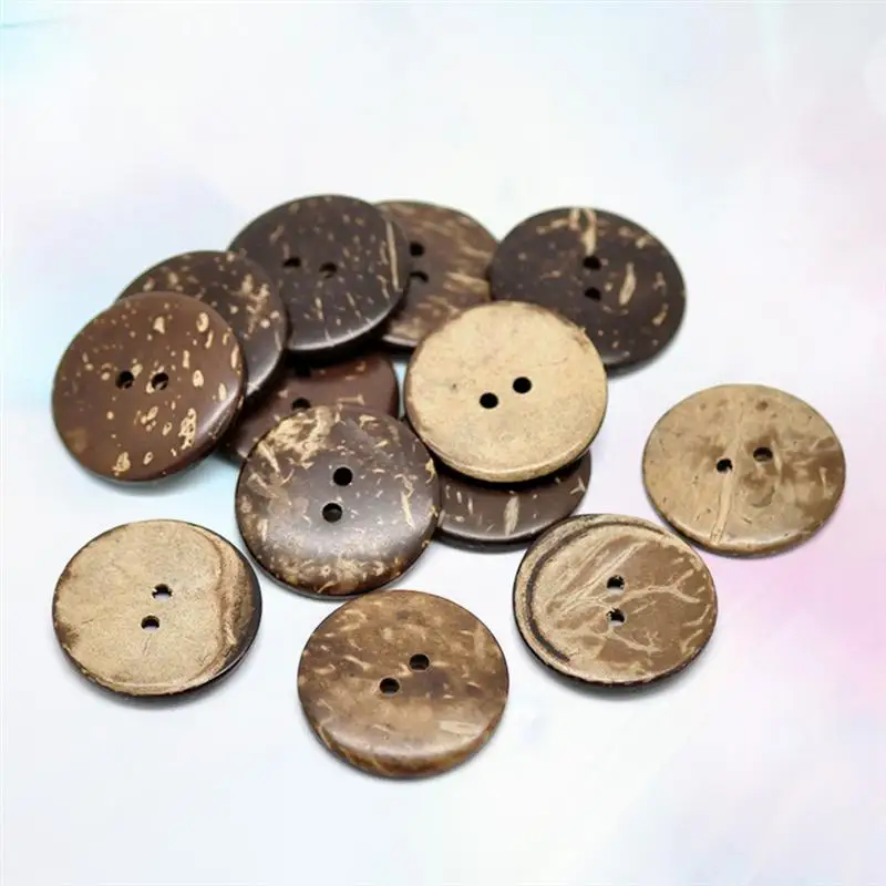 50PCS 2 Holes 15MM Round Green Wooden Coconut Buttons Coating Press Studs Snaps for Shirt Scrapbook Home Textile Sewing