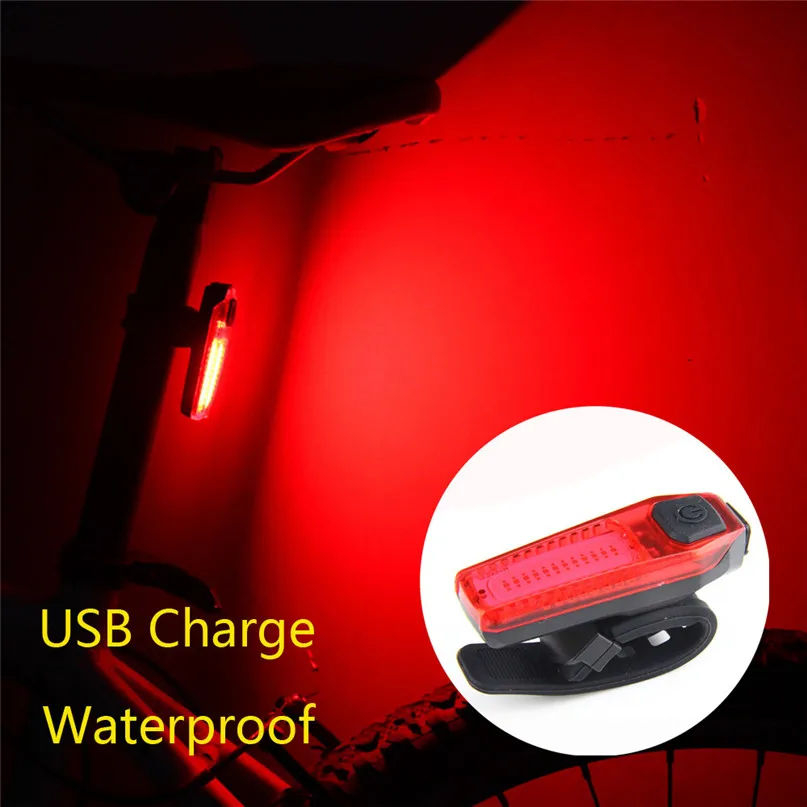 USB Rechargeable Bike Light COB LED Mountain Bike Tail Light MTB Safety Warning Bicycle Rear Light Bicycle Lamp #2M18 (2)
