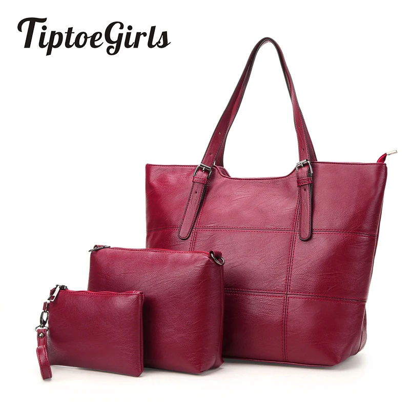 

New European and American Personality Wild Simple High-Capacity Handbag Fashion Casual Three-Piece Shoulder Messenger Bag