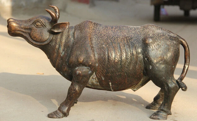 

wholesale factory 28" Larger Chinese Bronze industrious Zodiac Year Bull Oxen sculpture Statue