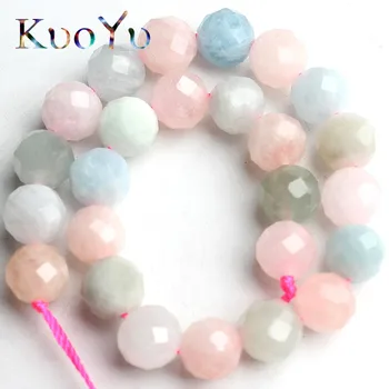 

Natural Faceted Colorful Morganite Stone Beads Gem Loose Spacer Beads For Jewelry Making DIY Bracelets 7.5"Inches 6mm/8mm