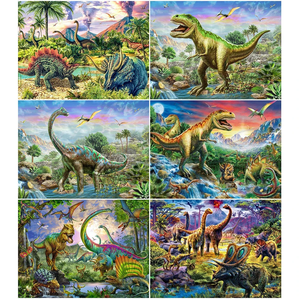Diamond Mosaic Dinosaur Cartoon Picture Rhinestone Full Square Painting Animal Cross Stitch Child Gift a1301 | Дом и сад