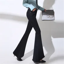 Новинка, высокая талия, эластичная тонкая окантовка, нерегулярные большие роговые джинсы, женские брюки большого размера Mmicro, женские широкие брюки