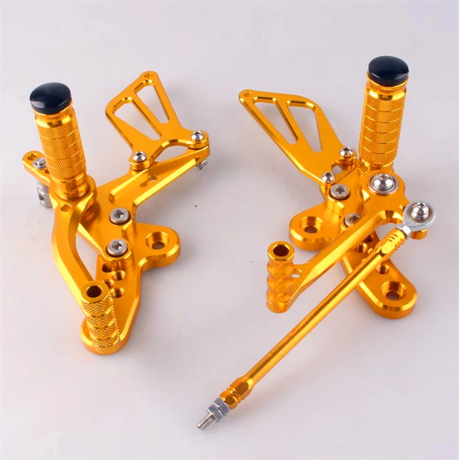 

New CNC 7075 Aluminum Alloy Adjustable Rearset Foot Pegs For SUZUKI HAYABUSA GSXR1300 1999 00 01 02 03 04 05 06 07 2008 Gold