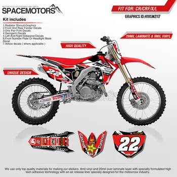 

MotoSpace Customized Team Graphics Backgrounds Decals 3M Custom Stickers For Honda CRF250R 2014-2017 CRF450R 2013-2016 117