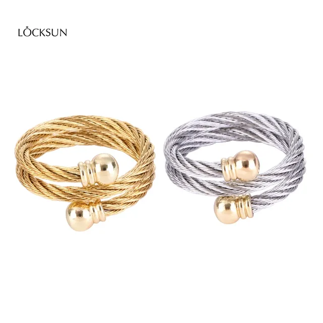 Locksun Gold Silver Color Twist Classical Wedding Engagement Ring for Woman Girl Locksun Gold Silver Color Twist Classical Wedding Engagement Ring for Woman Girl