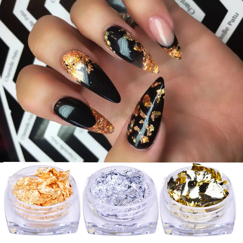 

3 colors/set Aluminum Irregular Foil Paper Nail Art Sticker Colorful Nail Flakes Manicure Glitter Sequins Mirror Paillette Tips