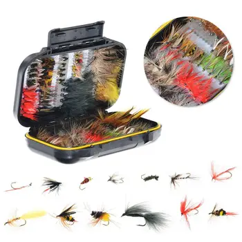 

Fly Fishing Flies Kit - 100pcs Handmade Fly Fishing Lures - Dry/Wet Flies,Streamer, Nymph, Emerger with Waterproof Box