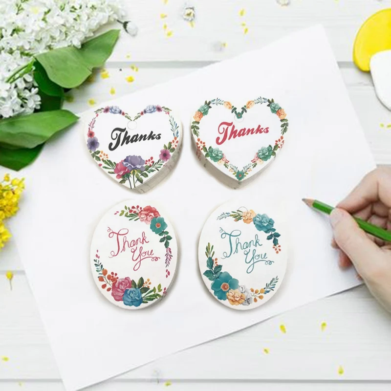 50 шт./упак. DIY Подарочные бумажные бирки сердце овальной формы бирка спасибо