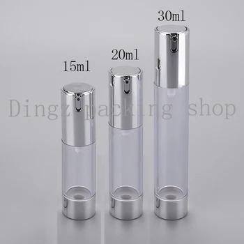 

20X30ml empty silver airless dispenser plastic pump bottles with UV for cosmetics and skin care,eye cream airless travel bottles