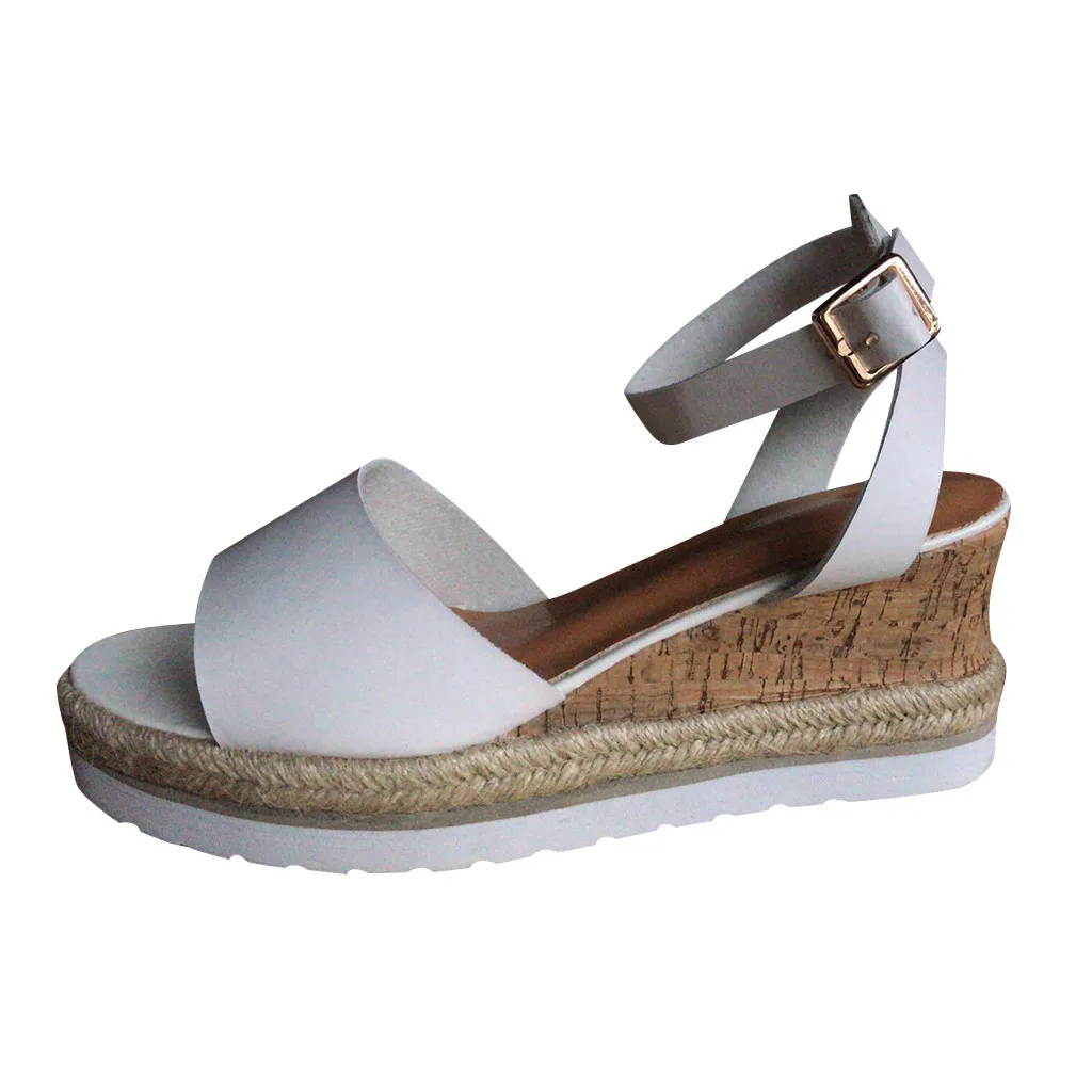 Women sandals 2019 shoes women fashion Retro Womens Fashion Open Toe Ankle Platform Wedges Shoes Ladies Roman Sandals