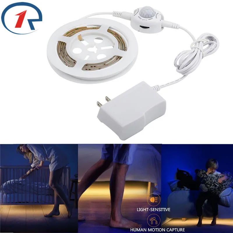 

ZjRight Led strip waterproof light Flexible Led Motion Sensor DIY household Warm White Automatic Shut Off Timer Bed led Lighting