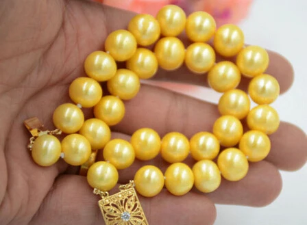 

001599 AA++ 2row 8" 11-12mm ROUND GOLEDN Freshwater cultured PEARL BRACELET