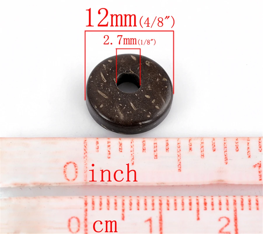 DoreenBeads бусины из кокоса ракушки плоские круглые кофе диаметром 12 мм 200 шт. (B22273)