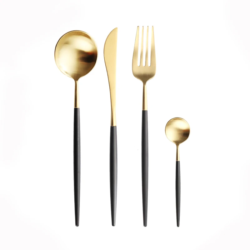 

Dinnerware Set 304 Gold Dinnerware Set Dinnerware Kitchen Food Tableware 4 Pcs Dinner Knife Fork Spoon Set wholesale