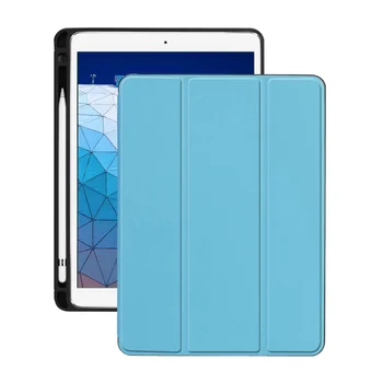 

For New iPad Air 3 2019 10.5 inch Tablet Tri-fold Stand Premium PU Leather Smart Cover Soft TPU Case Build-in Pencil Holder