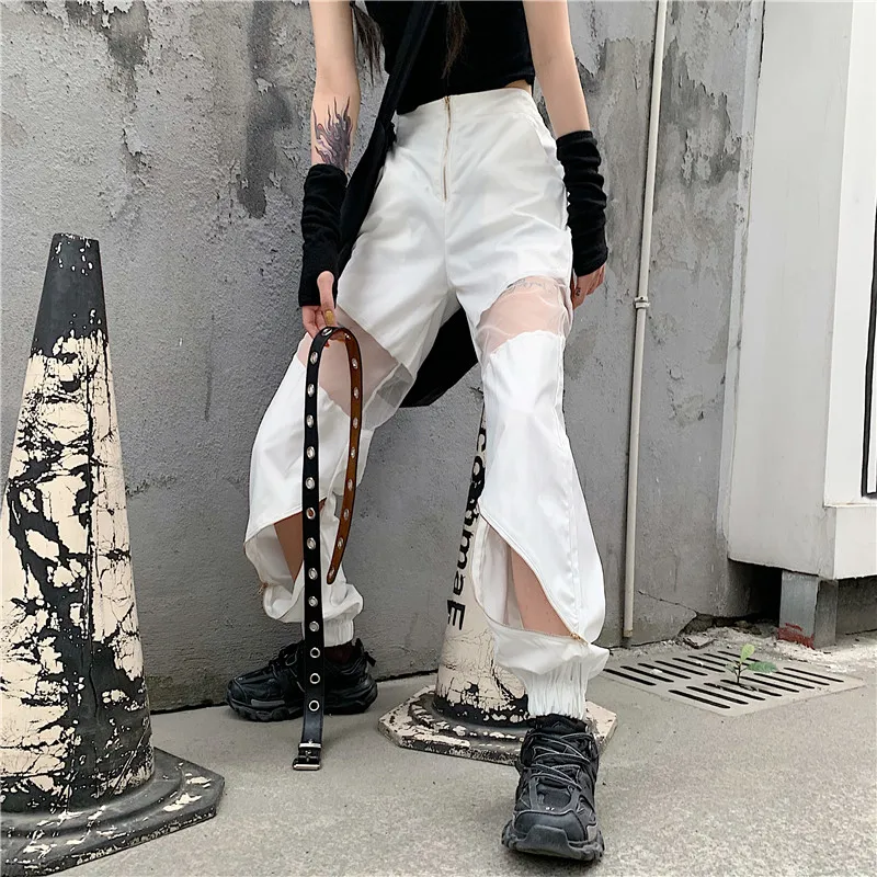 Брюки Harajuku Bf женские сетчатые свободные штаны с завышенной талией Повседневная