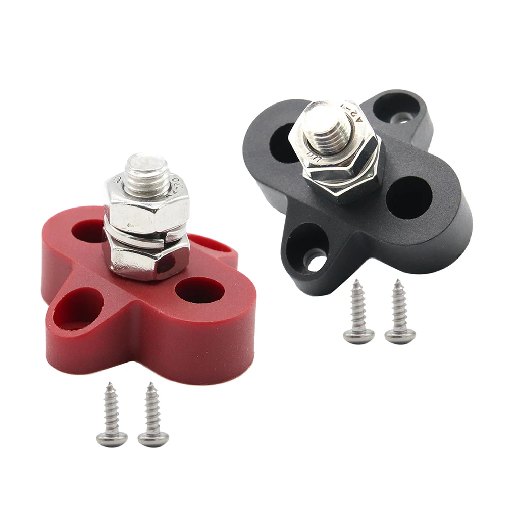 2 PCS Nylon Truck Boat Bus Bar Single M8 Terminal Positive Power Distribution Stud with Screws for Trucks RVs Coaches Boats