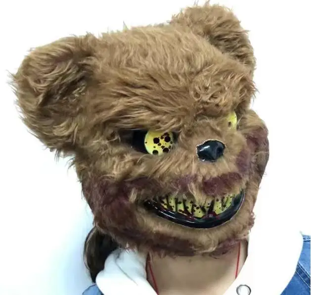 Masque Effrayant en Peluche Masques Halloween Bear domiluoyoyo Bloody Teddy Bear Mask Masque Effrayant pour Masque pour Halloween Performance Props Masquerade 