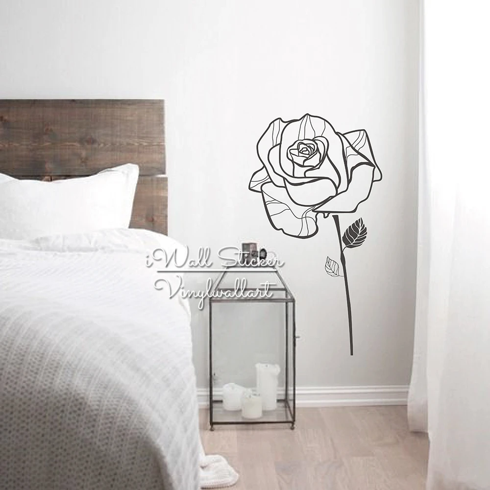 Rose Flower Wall Sticker Floral Rose Wall Decal DIY Modern Flower