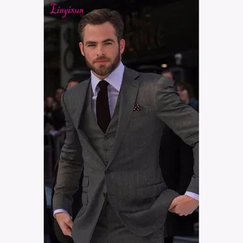 

Linyixun New Gray Mens Party Prom Suits Groom Tuxedos Groomsmen Wedding Blazer Suits 2018 NEW mens stage wear (Jacket+Pants+Vest