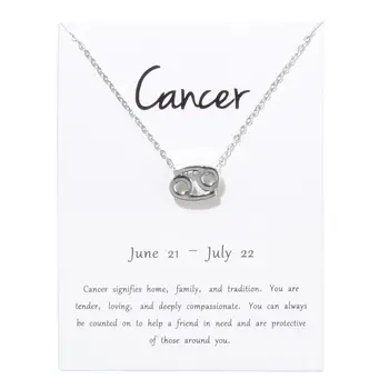 

Card 12 Constellation Cancer Pendant Necklaces For Women Zodiac Chains Necklace Color Valentine's Gifts