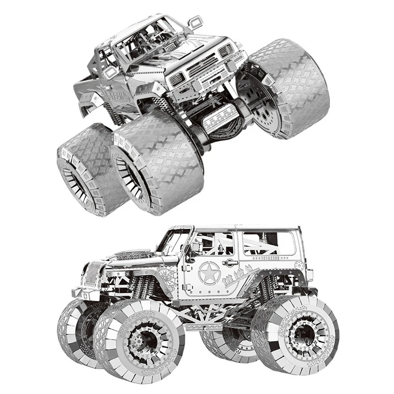 

2pc set Nanyuan 3D Metal Puzzle Wrangler and Off-Roader car model DIY Laser Cut Assemble Jigsaw puzzle toys Desktop decoration