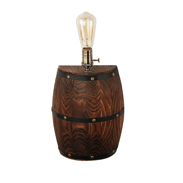 Wooden Barrel Wall Lamp