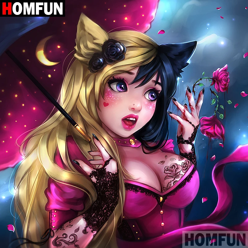 Алмазная 5D картина HOMFUN сделай сам полноразмерная/круглая мультяшная девушка