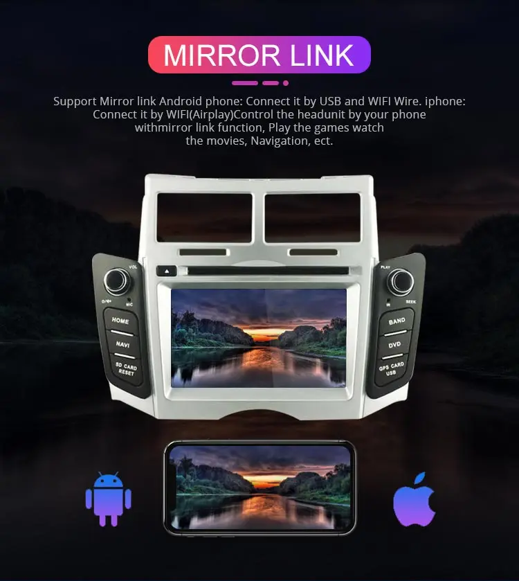 Sale Besina Android 9.0 Car DVD Player For Toyota Yaris 2005 2006 2007 2008 2009 2010 2011 Multimedia GPS Navi Stereo 2 Din Car Radio 7