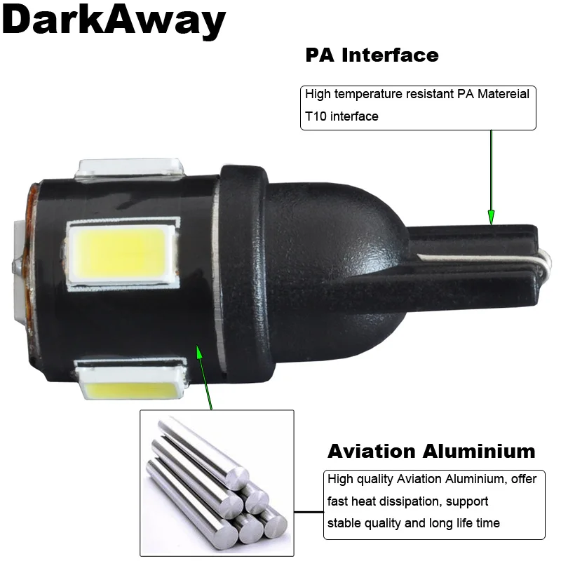 T10 LED Bulb 6 T10-5630-6WFPC DarkAway