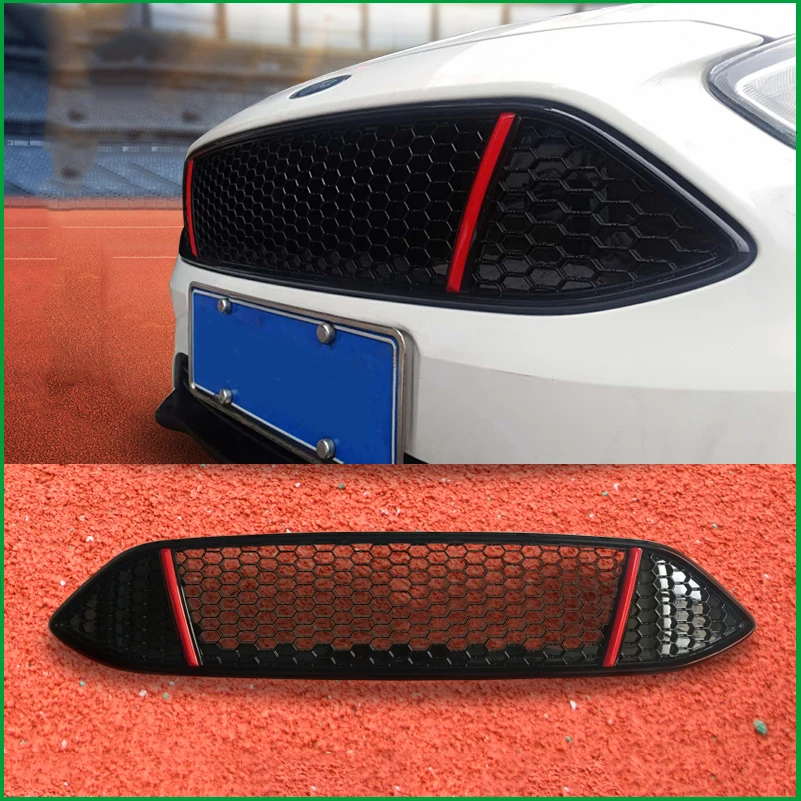 

For Ford Focus 2015 2016 2017 FRONT Bumper Glossy Black Honeycomb Mesh RACING GRILLE Grills Cover Trim Car Styling ACCESSORIES