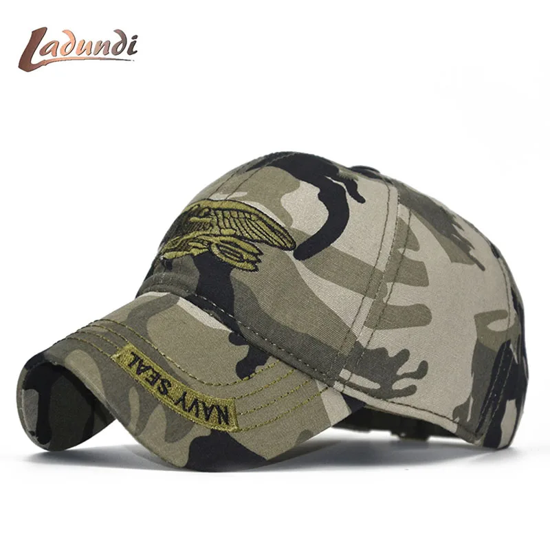 

LADUNDI United States US USNS USMC Navy army Special Forces Insignia NAVY Seal hat Eagle Trident Camo Camouflage Hat Cap Dad Hat