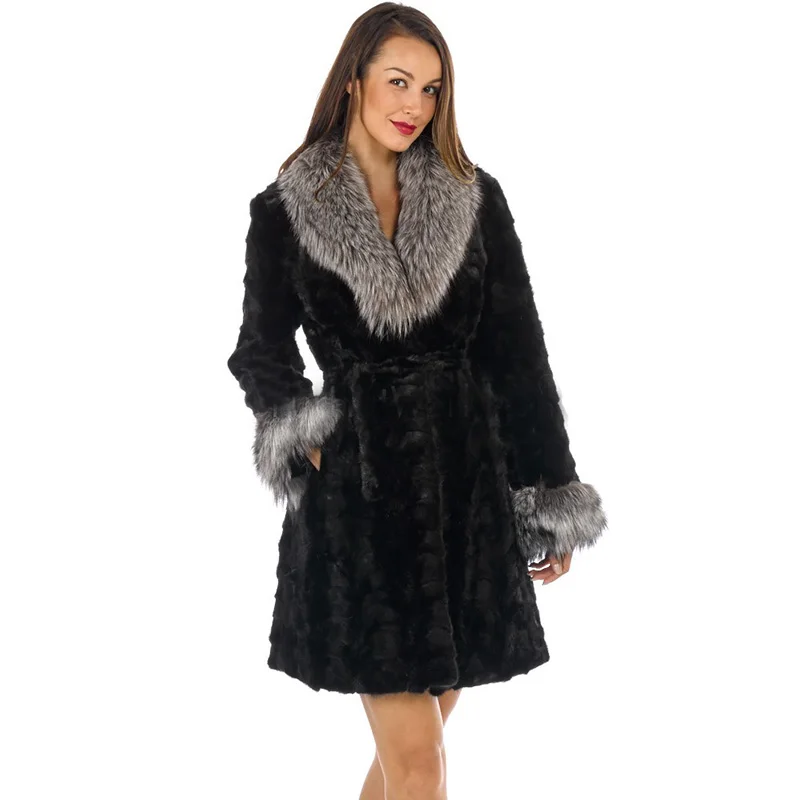 Chaud Pour Renard Silver Fox Avec D'hiver Arrivée Naturel Véritable De Fourrure Nouvelle Épais Réel Col Manteau Vison Femmes Les Topfur Veste H8PBanH
