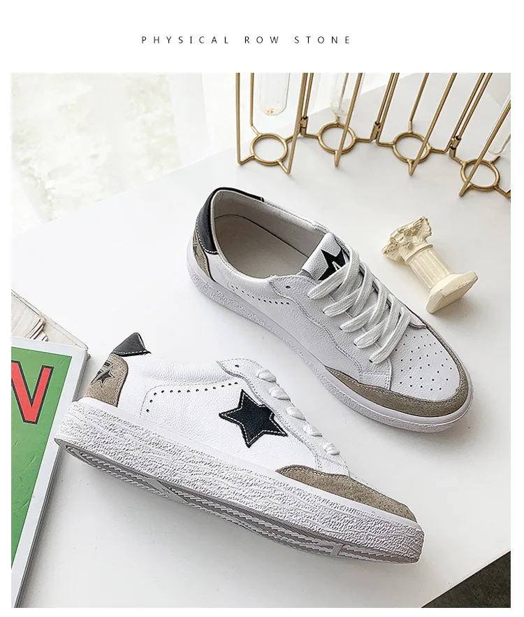 

Spring 2019 New Cowhide Small White Shoes for Women Korean Flat Bottom Students