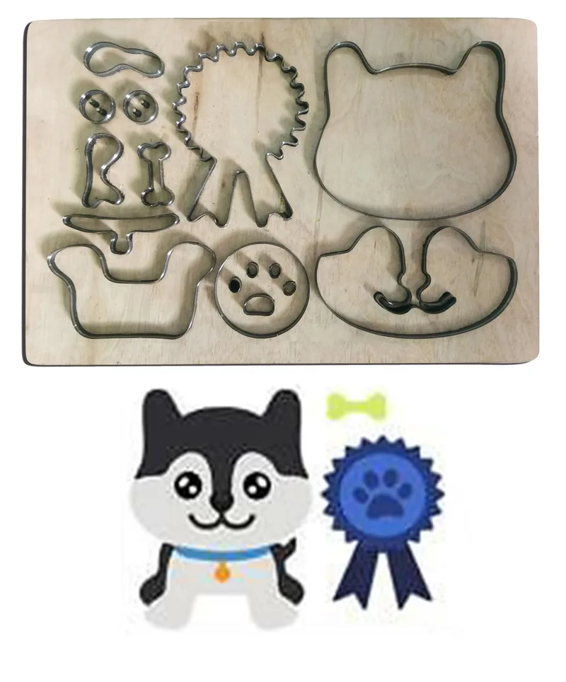 

Puppy and Badge Wood Cutting Dies for Scrapbooking album Embossing paper Craft Die cut Card make Stencil die Template